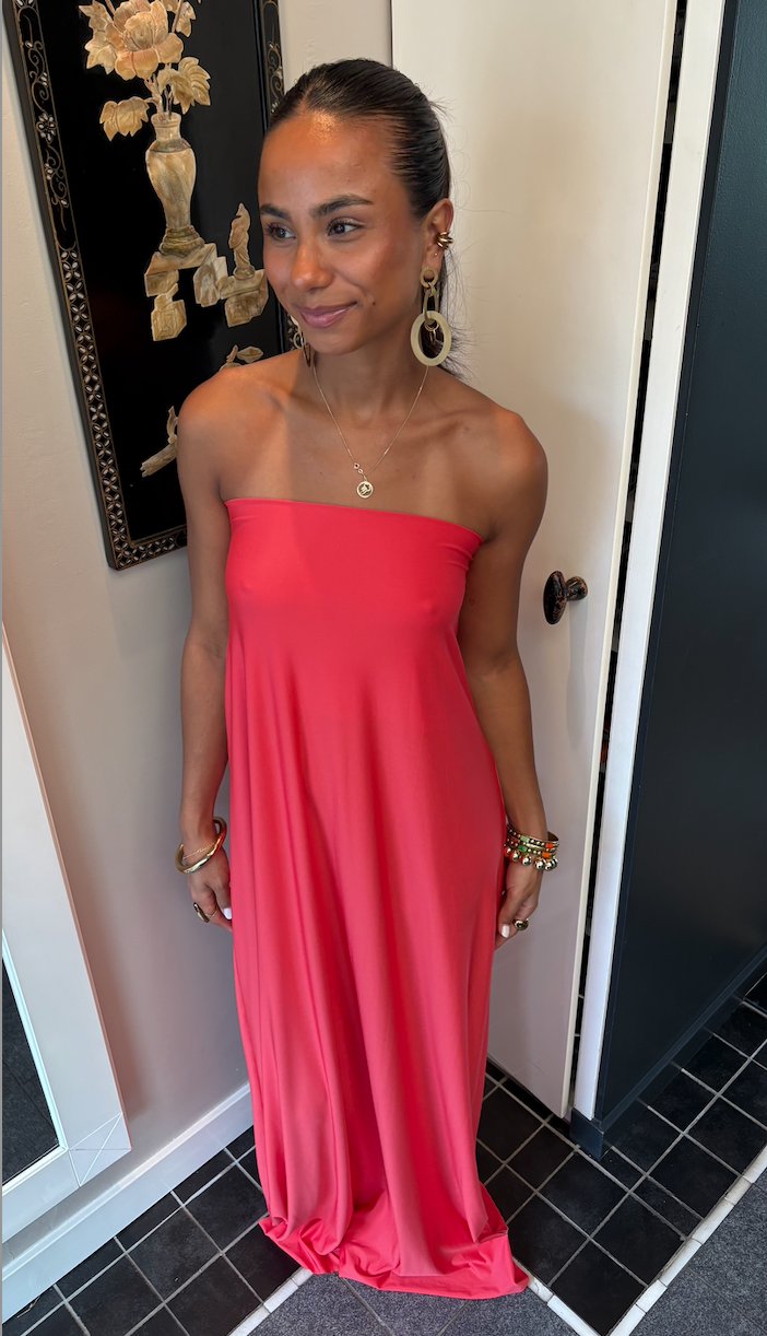 The Grace Dress in coral red